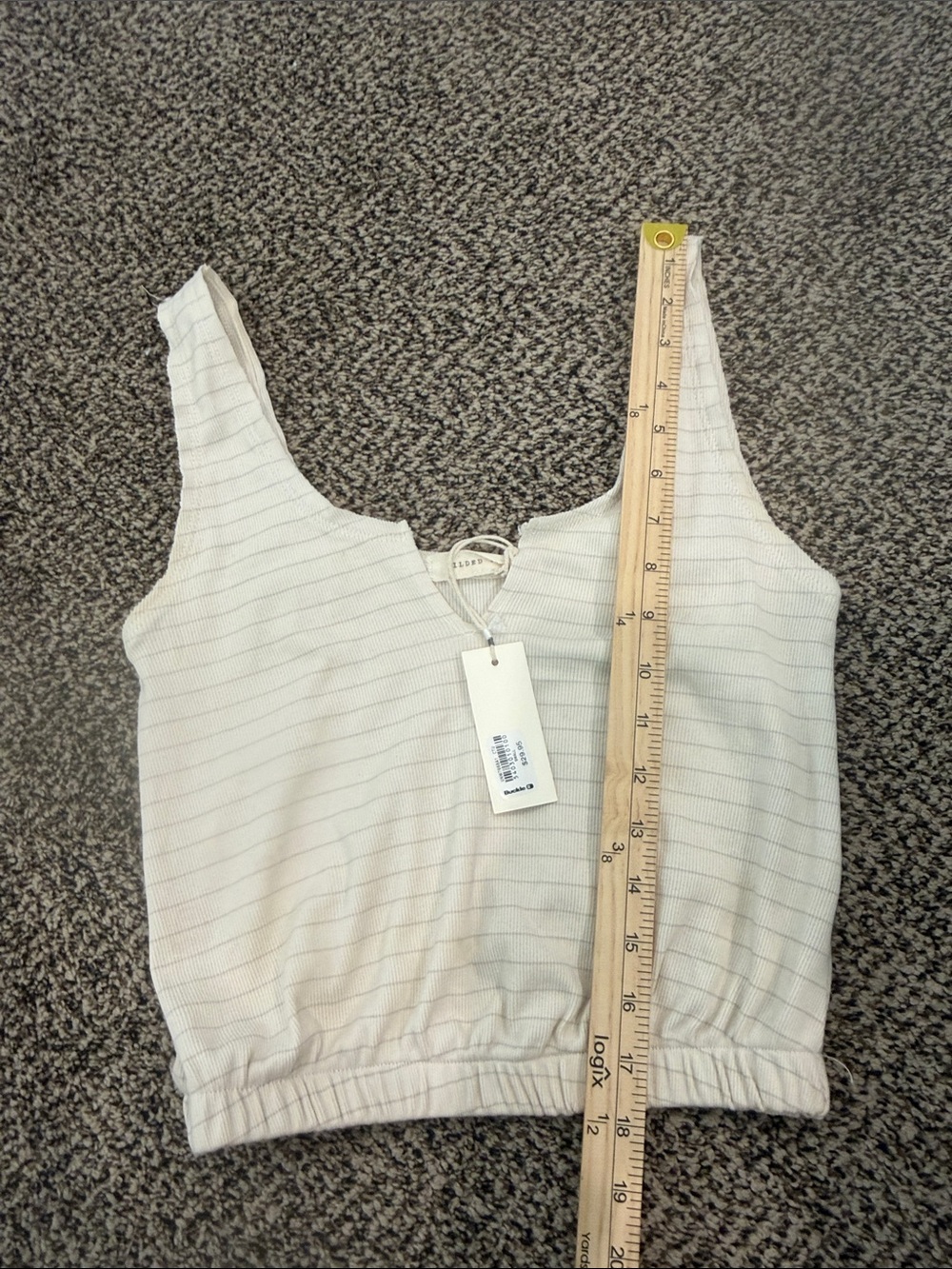 Gilded Intent Cream Ribbed Notch-Neck Tank Top - Picture 12 of 14